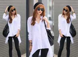 10 cách phối đồ với áo sơ mi form dài phong cách Hàn Quốc Phối đồ với áo sơ mi form dài và quần skinny