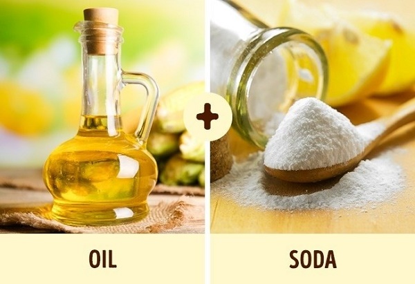 Làm sạch da bằng baking soda và dầu oliu